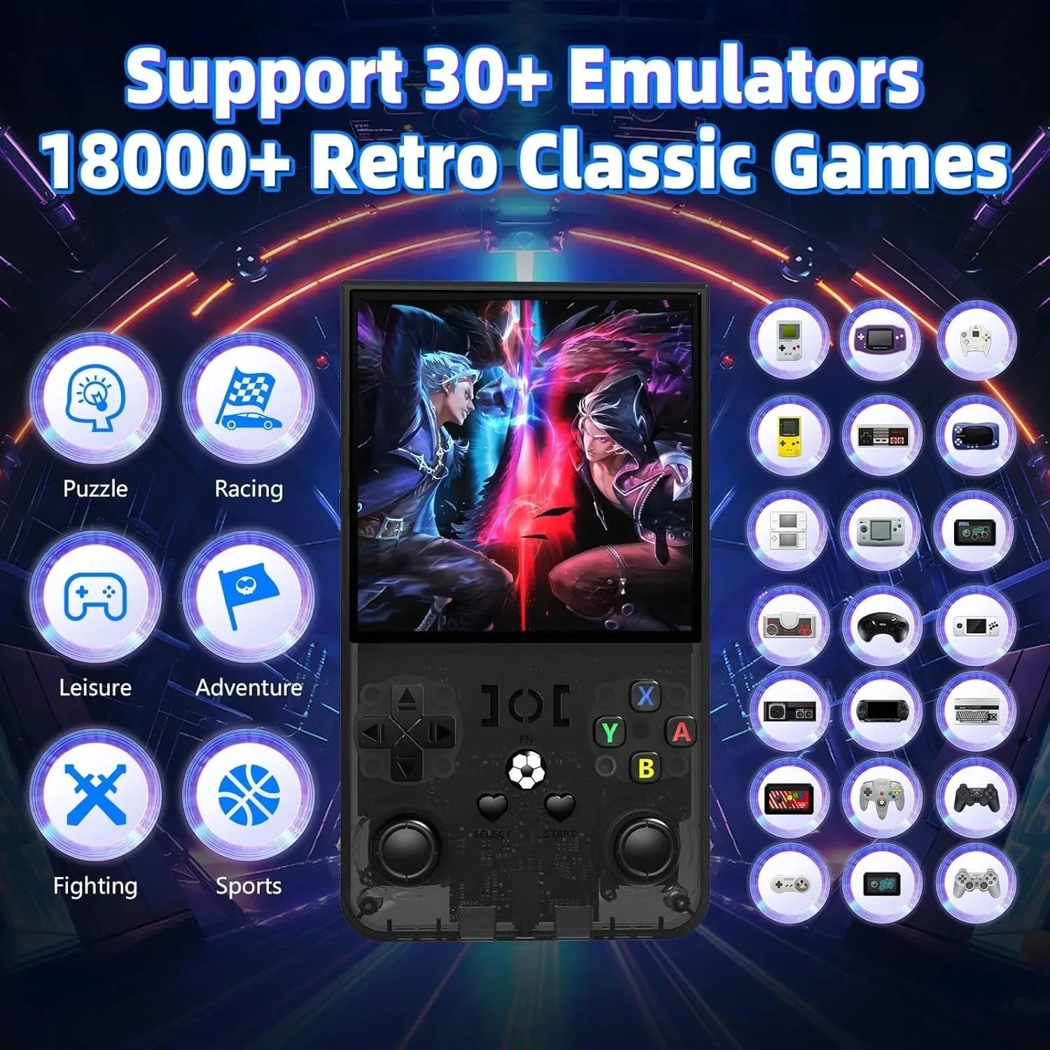 R36MAX — Console rétro portable, écran IPS 4 pouces, 128 Go, +18 000 jeux, 30+ émulateurs