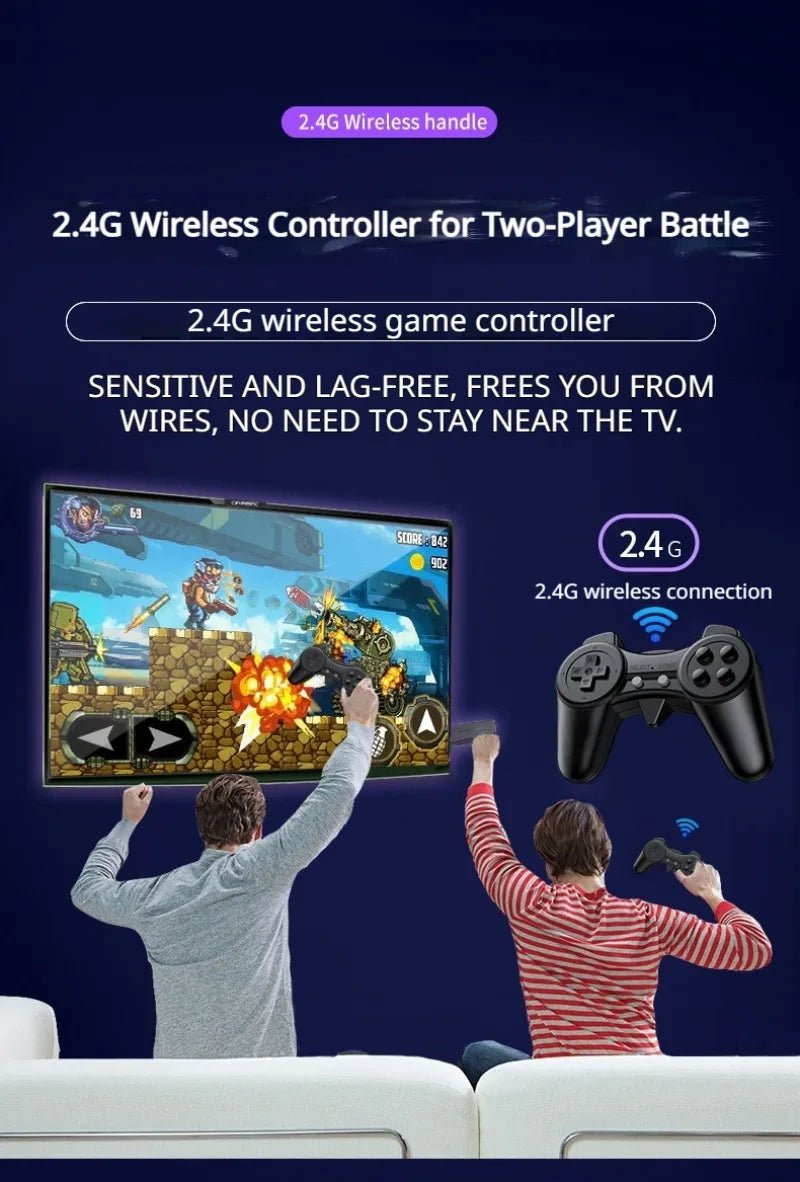 Console de jeu rétro 4K — 2 Manettes sans fil, Plug & Play, Sortie HDMI - Vortex Gaming