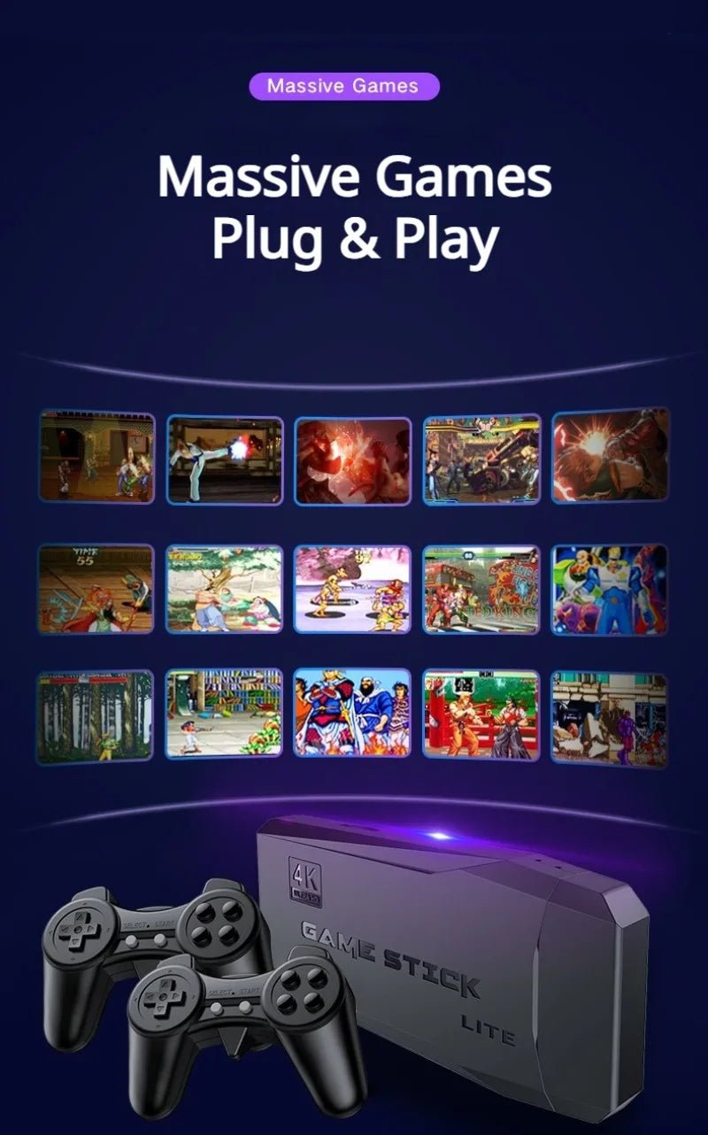 Console de jeu rétro 4K — 2 Manettes sans fil, Plug & Play, Sortie HDMI - Vortex Gaming
