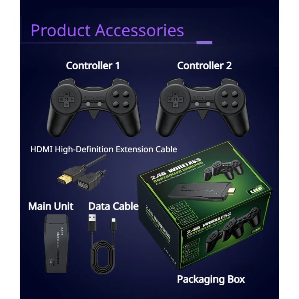Console de jeu rétro 4K — 2 Manettes sans fil, Plug & Play, Sortie HDMI - Vortex Gaming