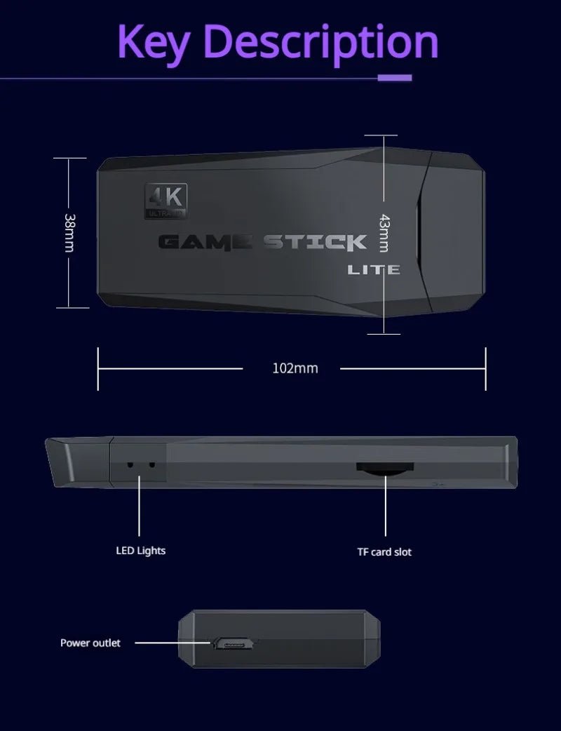 Console de jeu rétro 4K — 2 Manettes sans fil, Plug & Play, Sortie HDMI - Vortex Gaming