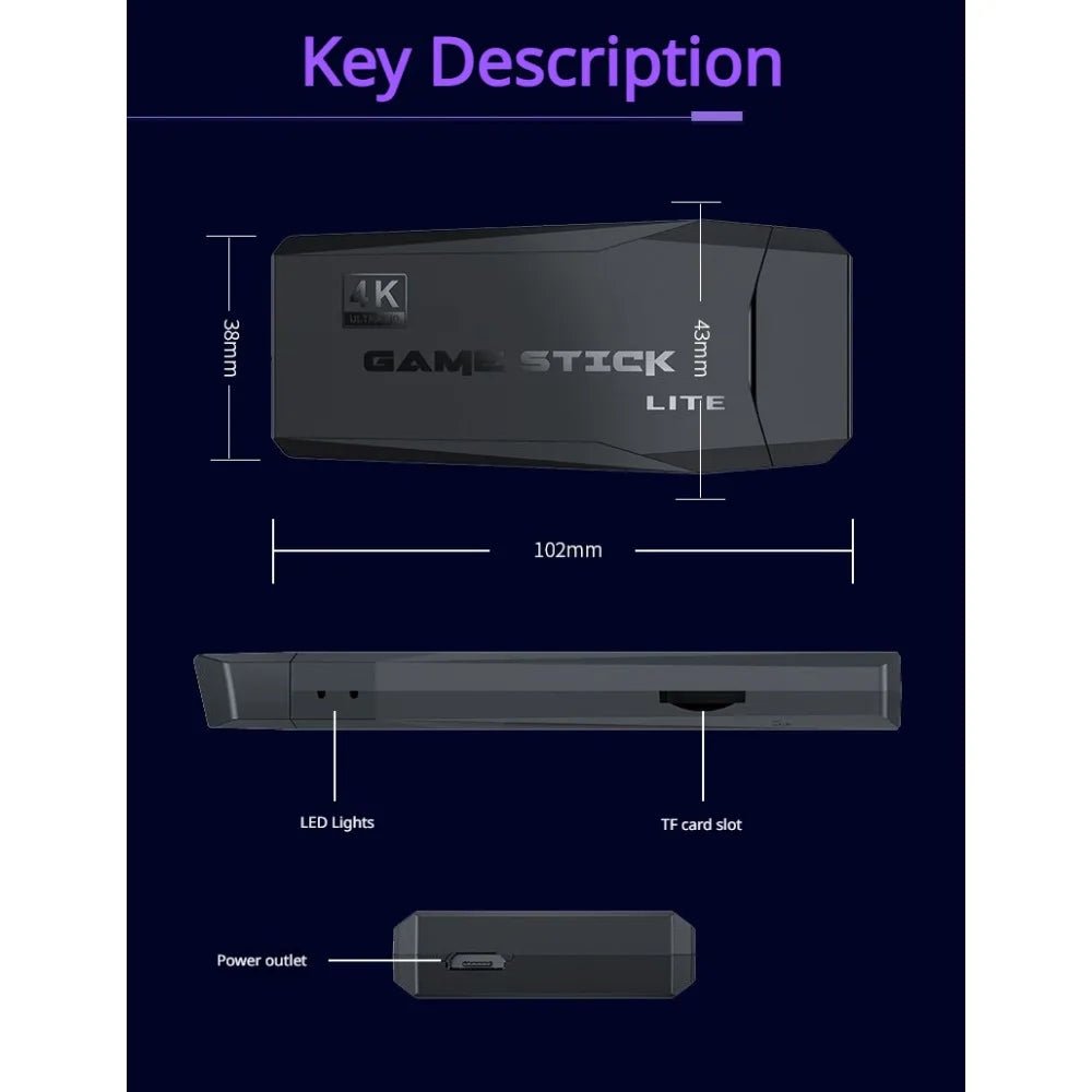 Console de jeu rétro 4K — 2 Manettes sans fil, Plug & Play, Sortie HDMI - Vortex Gaming