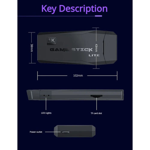 Console de jeu rétro 4K — 2 Manettes sans fil, Plug & Play, Sortie HDMI - Vortex Gaming