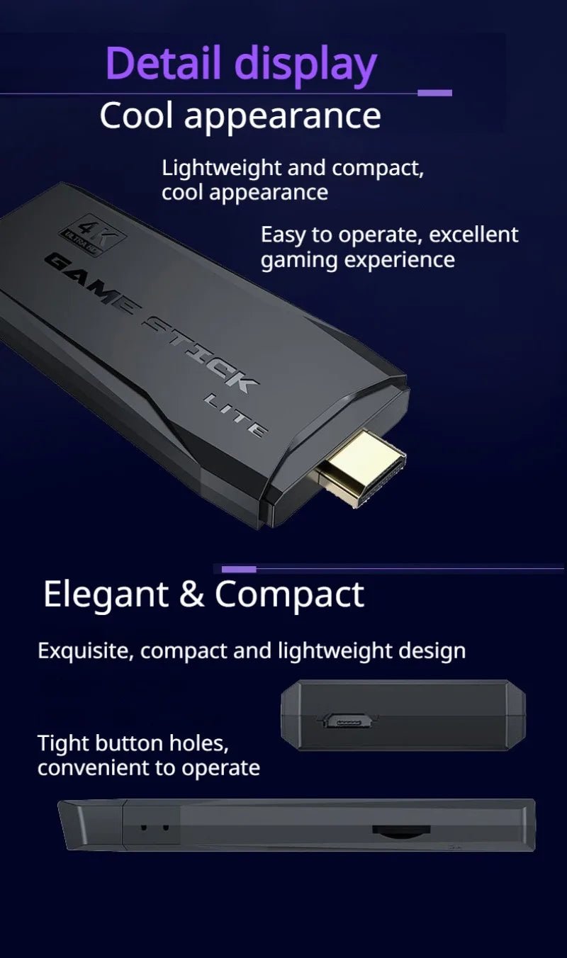 Console de jeu rétro 4K — 2 Manettes sans fil, Plug & Play, Sortie HDMI - Vortex Gaming