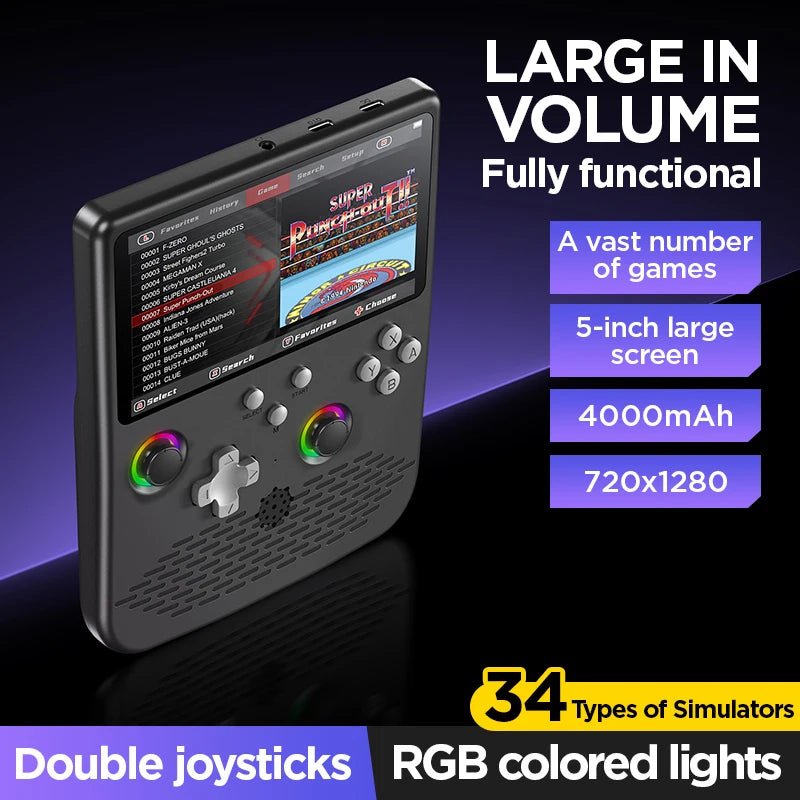 Console de jeu rétro H5 — Lecteur portable 5 pouces, 64G, +14 000 jeux - Vortex Gaming