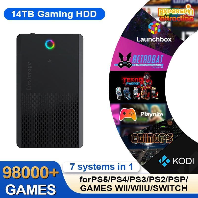 PEAPRIT — Disque dur de jeu 14 To, 98 000+ jeux rétro, compatible PS5/PS4/PS3/PS2/Switch/Wii - Vortex Gaming