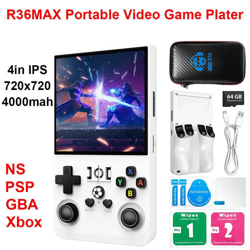 R36MAX — Console rétro portable, écran IPS 4 pouces, 128 Go, +18 000 jeux, 30+ émulateurs - Vortex Gaming